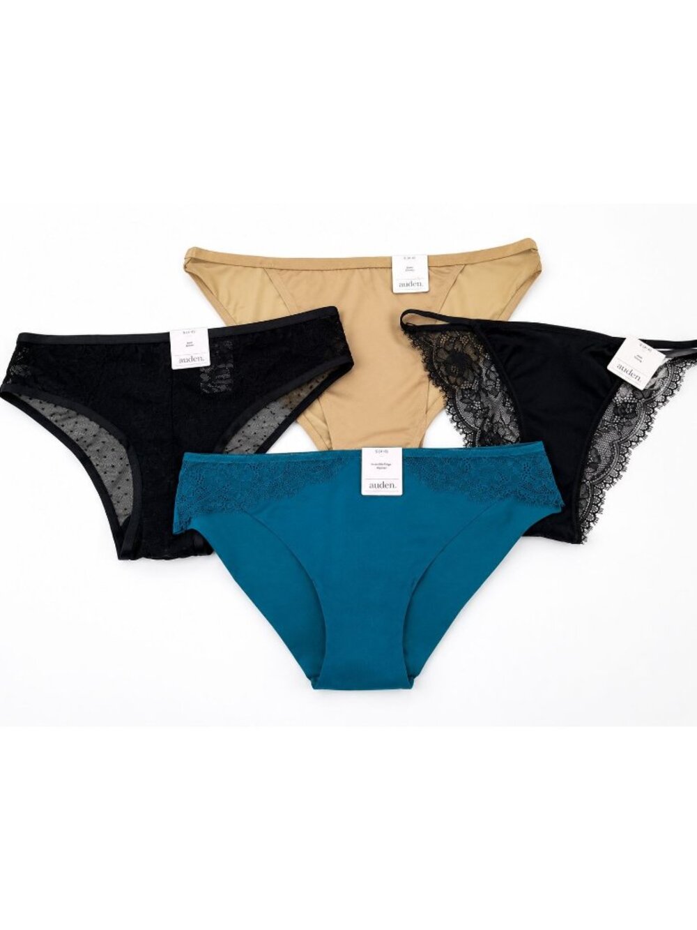 Auden 4-pr size Small 4-6 Cheeky Panty  in Satin, Lace & Invisible edge NEW